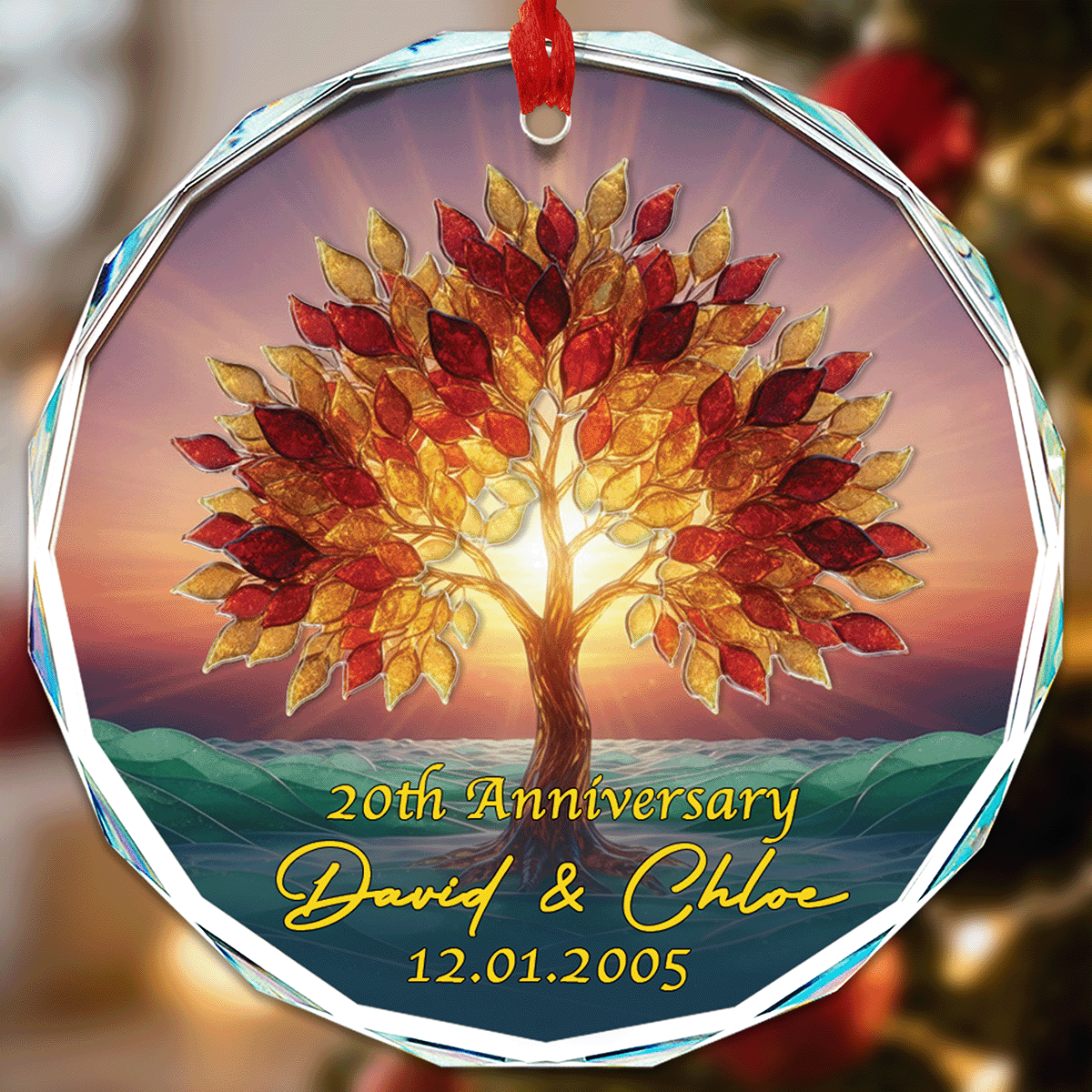 Personalized Anniversary Glass and Acrylic Ornament