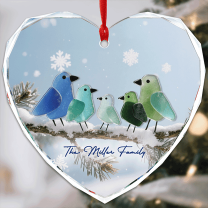 Personalized Nestle In Family Glass and Acrylic Ornament