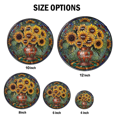 Sunflower Pot Personalized Stained Glass Suncatcher Gift for Mom and Grandma