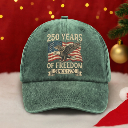 250 Years Of Freedom Since 1776 Eagle Custom Name Washed Denim Baseball Cap