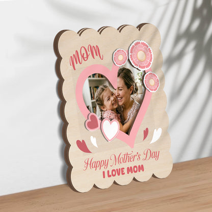 Custom Wooden Photo Frame Magnet for Mom – Heartfelt Design Mother’s Day Gift – Personalized Wallet Size Photo Holder
