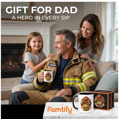 Personalized Firefighter Dad Accent Mug – My Daddy Is My Hero Coffee Mug
