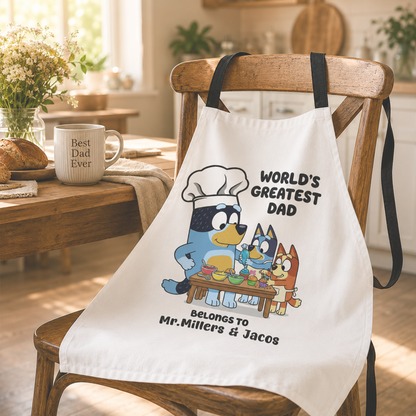 World’s Greatest Dad Apron – Funny BBQ & Cooking Gift for Father’s Day