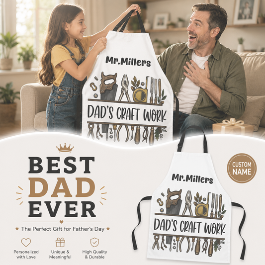 Dad's Craft Work Apron - Funny DIY Workshop & Woodworking Gift for Dad