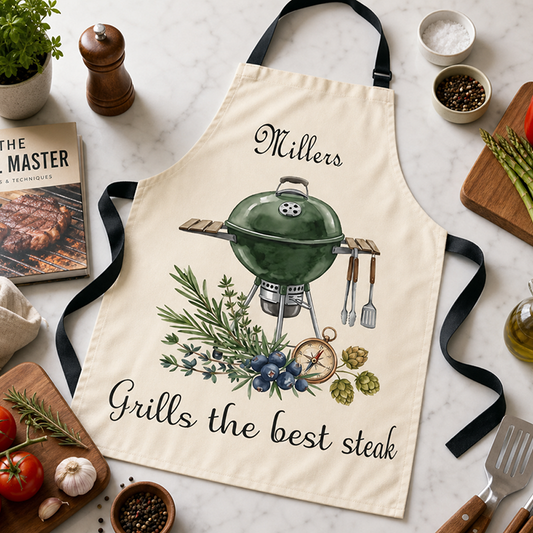 Grills the Best Steak Apron – Funny BBQ Cooking Gift for Dad