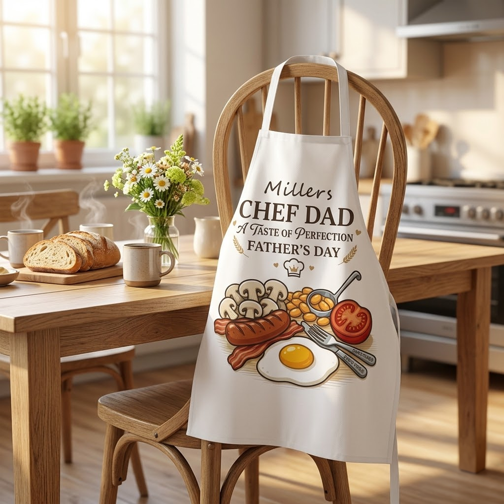 Chef Dad A Taste of Perfection Father’s Day Apron – Funny BBQ Cooking Gift for Dad