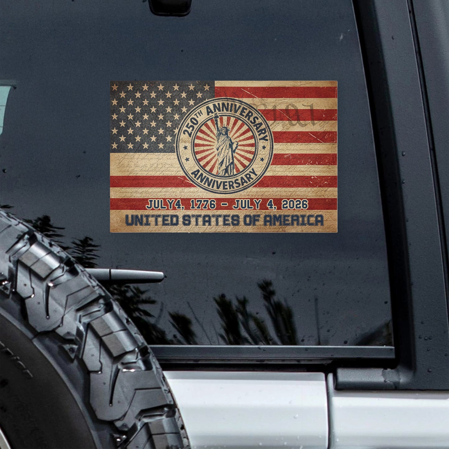 America 250 Patriotic Decal Sticker – Waterproof Vinyl Window Decal