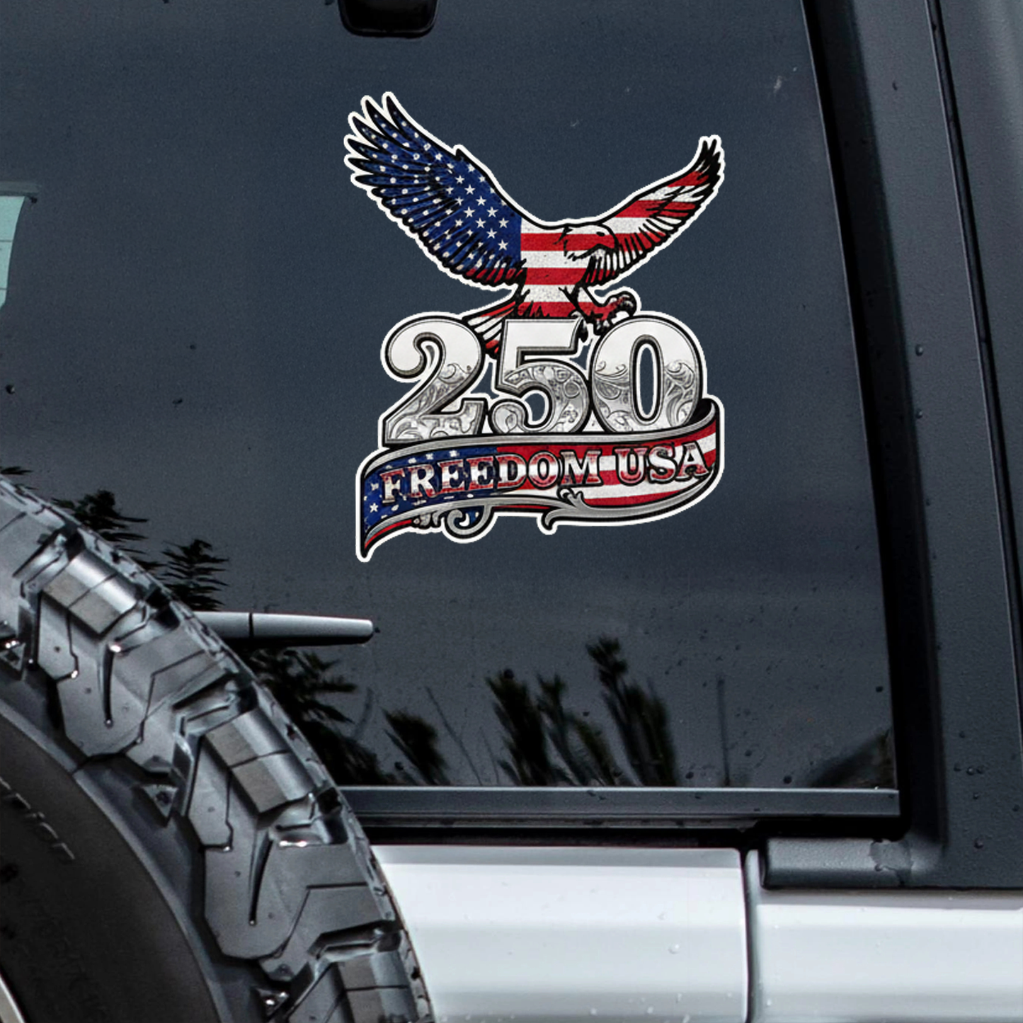 USA 250 Commemorative Window Decal – American Heritage Vinyl Sticker
