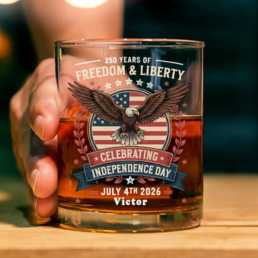 250 Year Of American Independence Patriotic Whiskey Glass