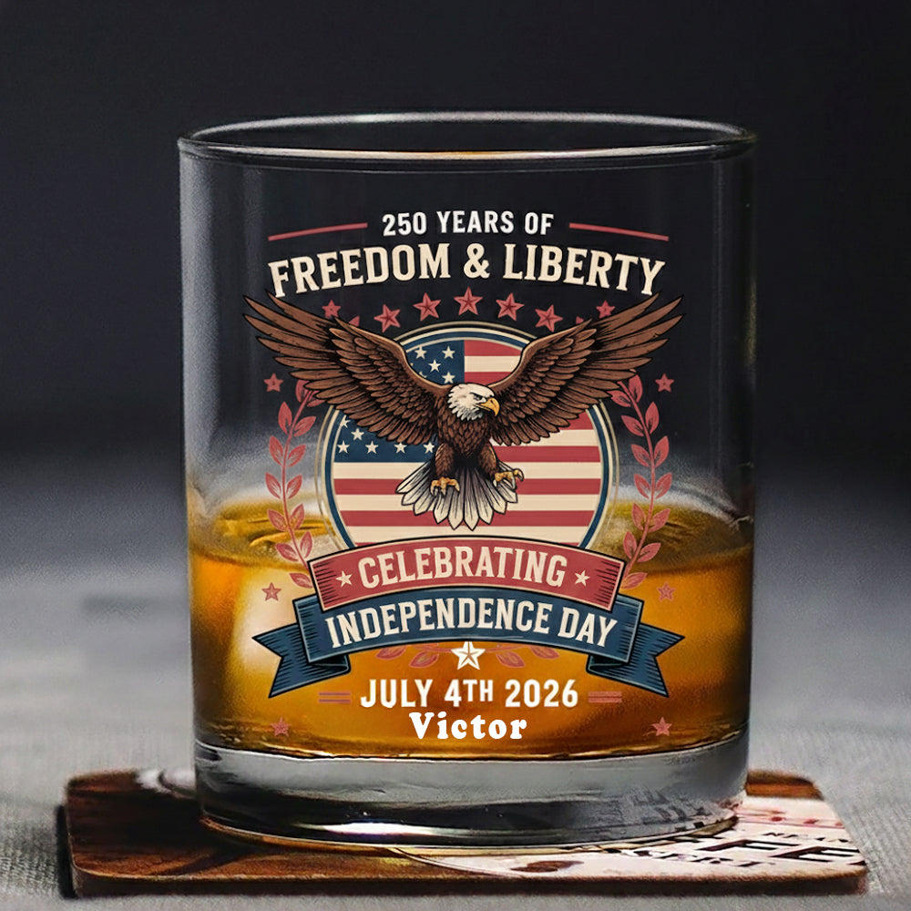 250 Year Of American Independence Patriotic Whiskey Glass