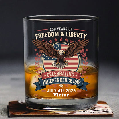 250 Year Of American Independence Patriotic Whiskey Glass