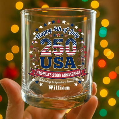 250 Years America 250th Anniversary USA 4th of July Whiskey Glass