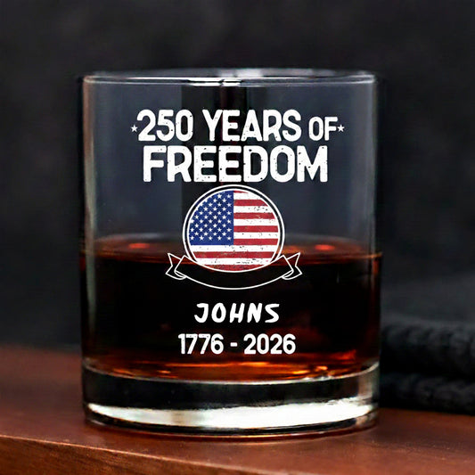 250 Years Of Freedom 250th Birthday America Flag 4th Of July Whiskey Glass