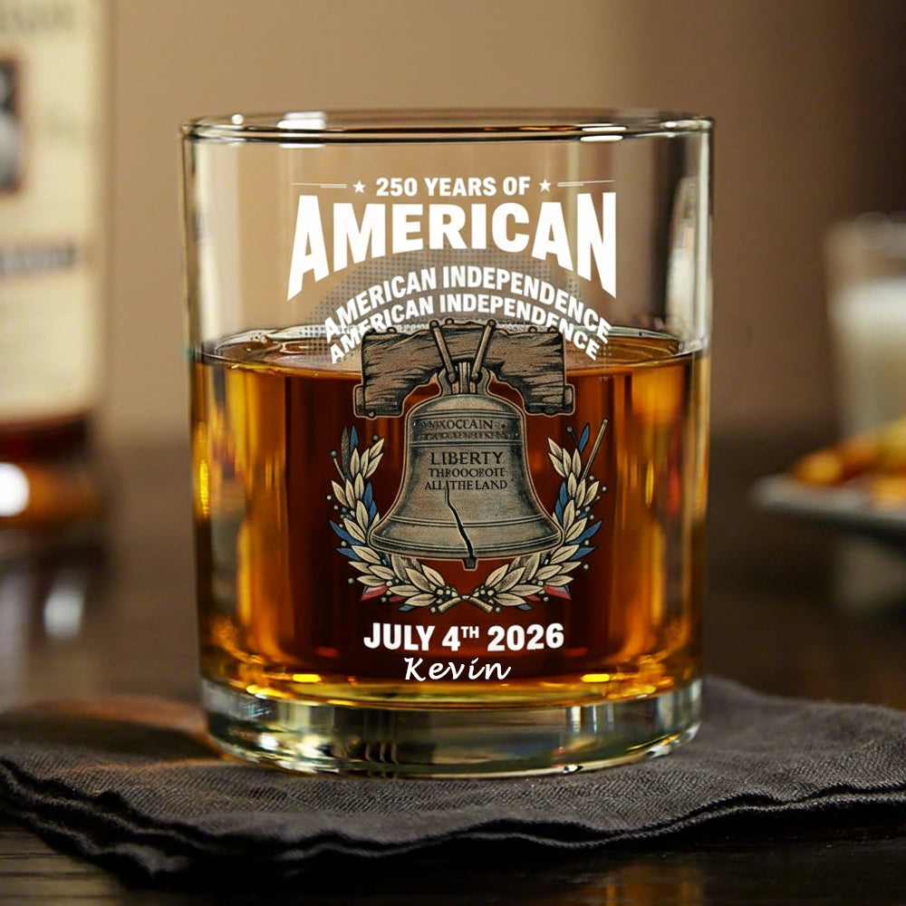 250 Years of America Anniversary Independence Day 2026 Whiskey Glass