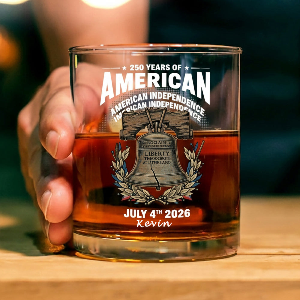 250 Years of America Anniversary Independence Day 2026 Whiskey Glass