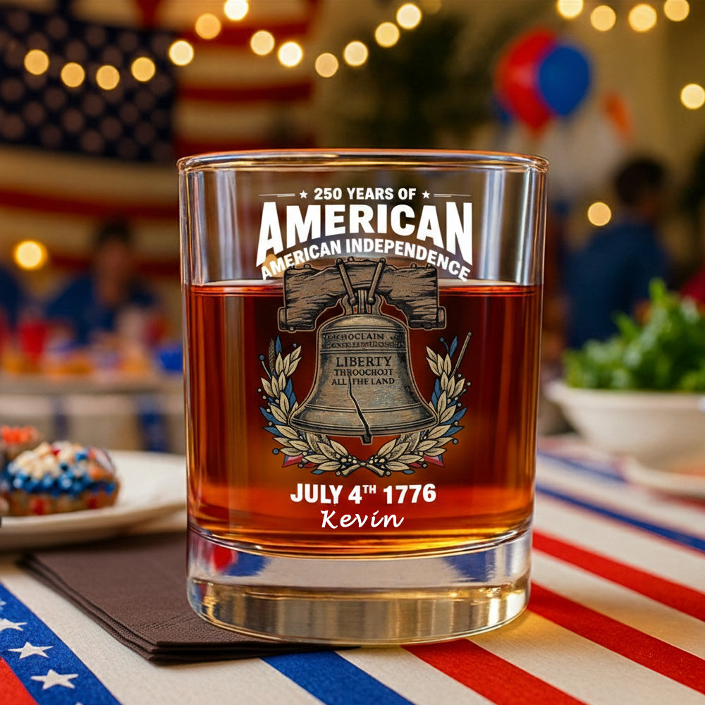 250 Years of America Anniversary Independence Day 2026 Whiskey Glass