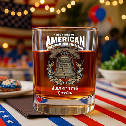 250 Years of America Anniversary Independence Day 2026 Whiskey Glass