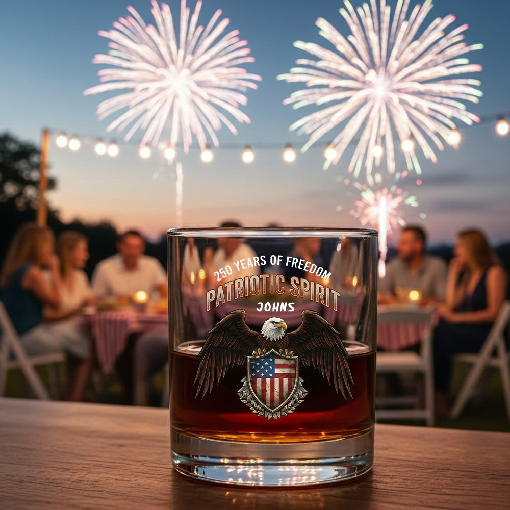 250 Years of Freedom Eagle Patriotic 1776 - 2026 Whiskey Glass