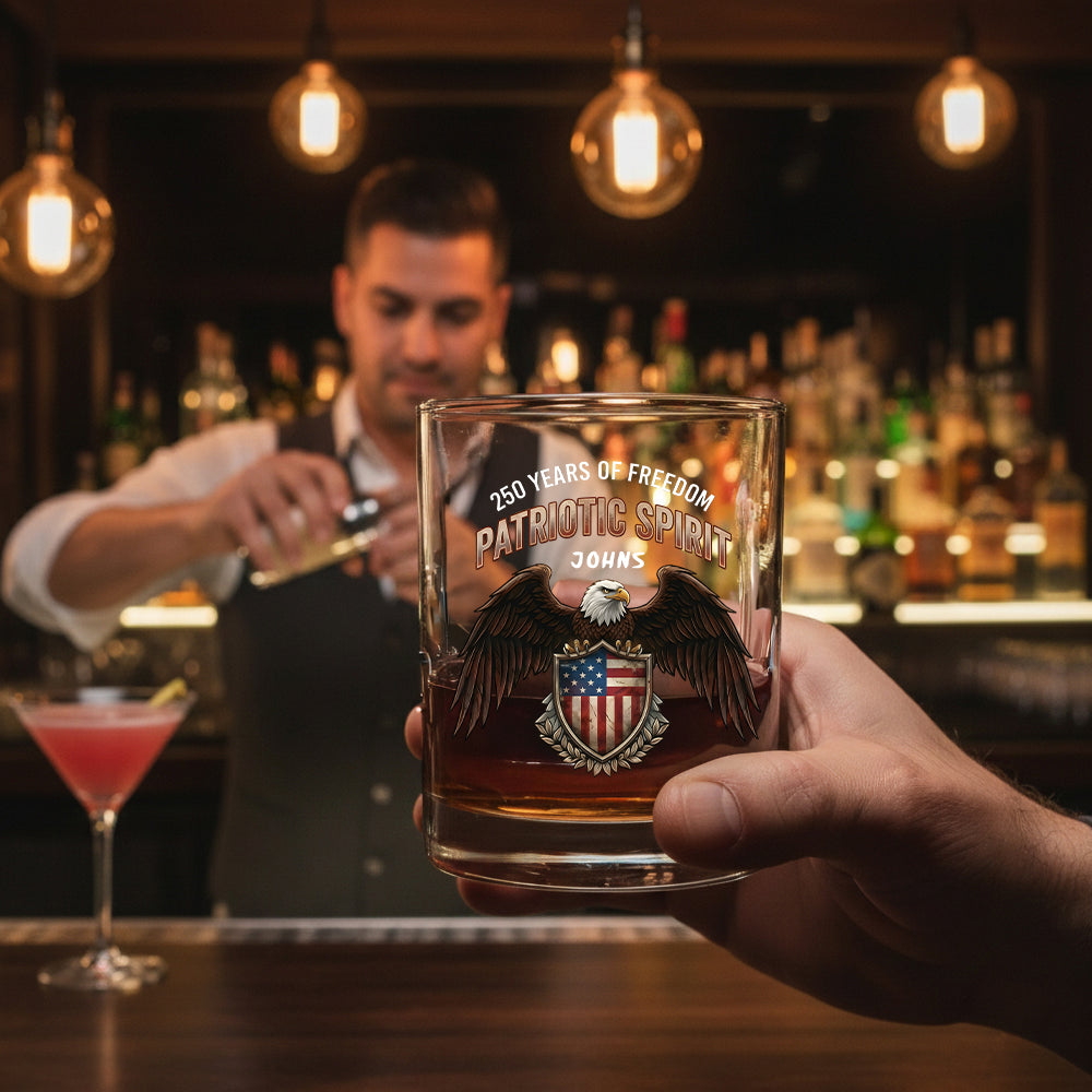 250 Years of Freedom Eagle Patriotic 1776 - 2026 Whiskey Glass