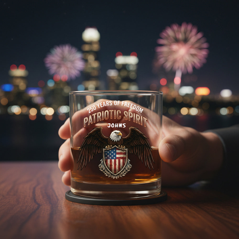250 Years of Freedom Eagle Patriotic 1776 - 2026 Whiskey Glass
