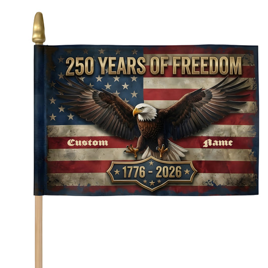 250 Years of Freedom Eagle Handheld Flag – Personalized Patriotic USA Flag 1776–2026