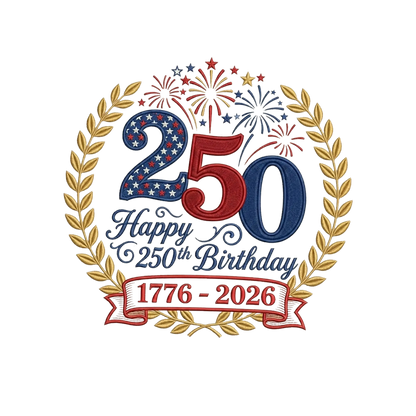 USA 250th Anniversary - Patriotic Embroidery Machine Design