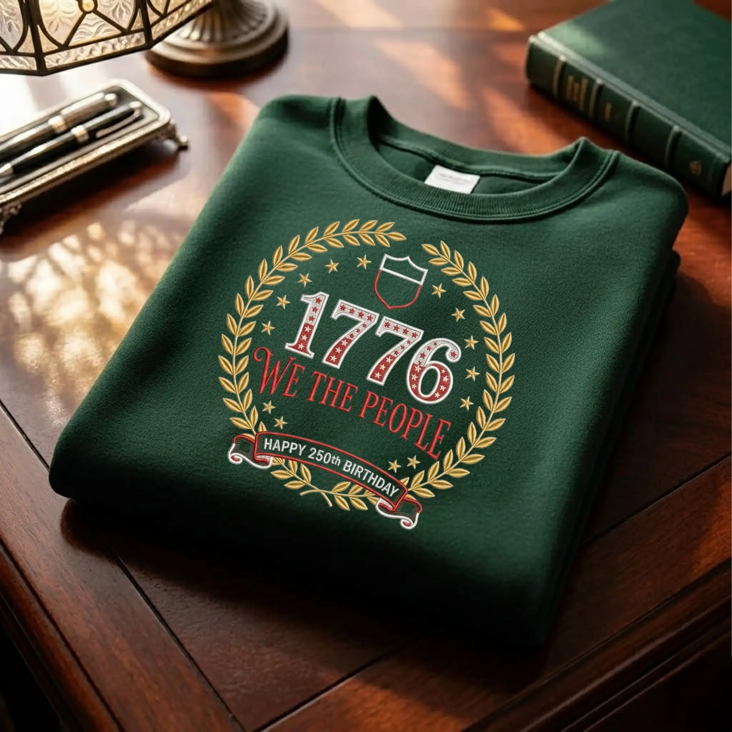 USA 250 Years Since 1776 Sweatshirt - Celebrate America Embroidered Crewneck