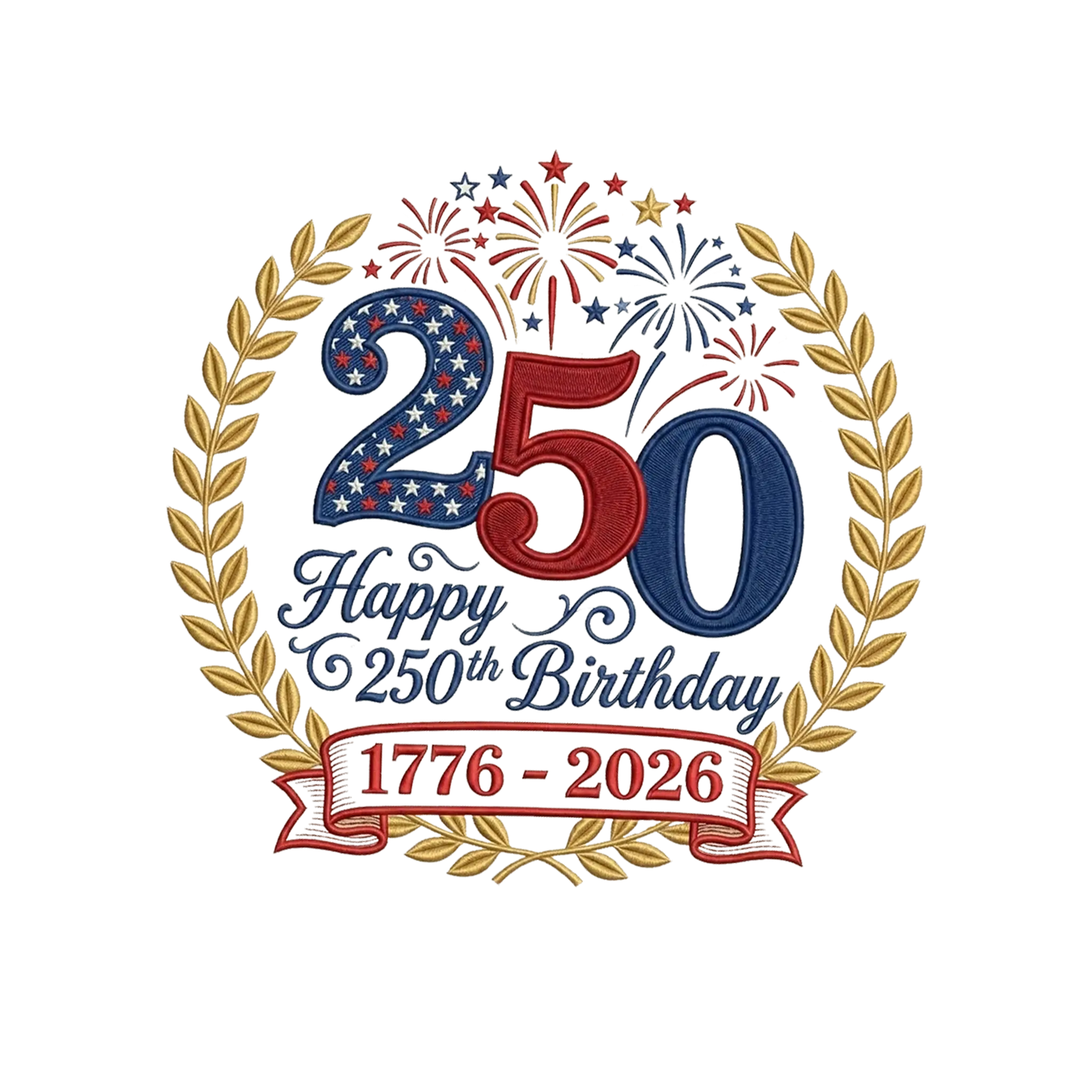 USA 250 Years Patriotic Sweatshirt - Independence Day Embroidered Flag Crewneck