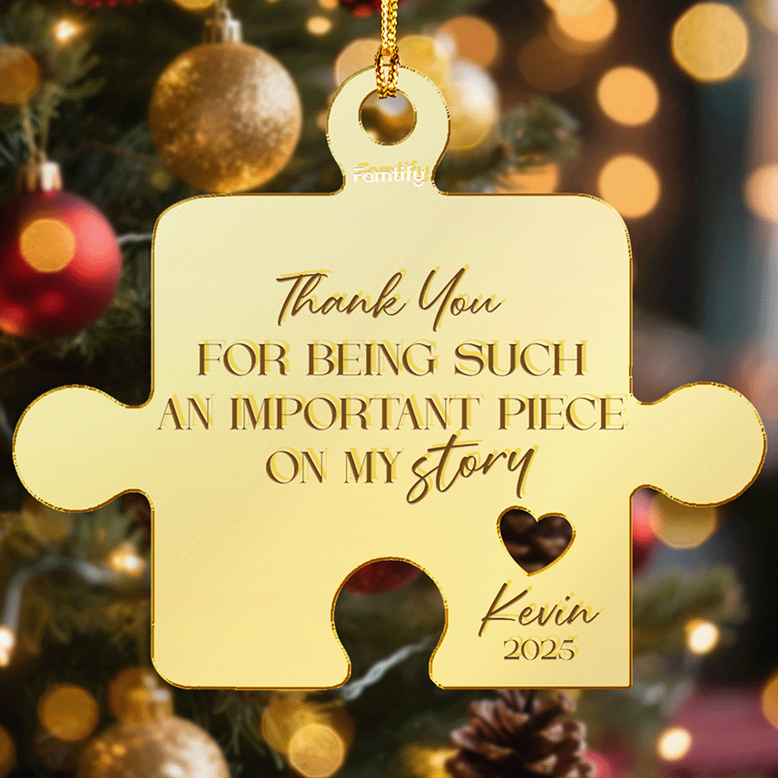 Custom Mirrored Acrylic Puzzle Piece Ornament - Personalized Name Gift