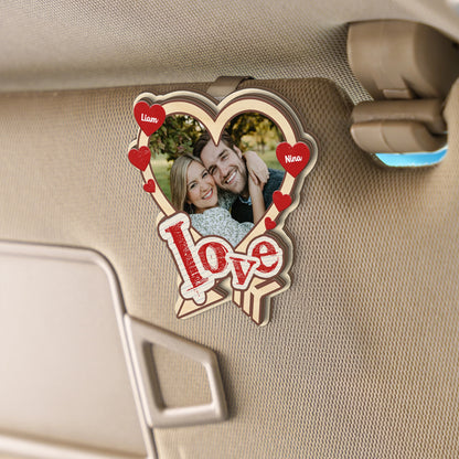 A Daily Love Reminder – Romantic Car Gift for Couples – Personalized Photo 2-Layer Wooden Car Clip
