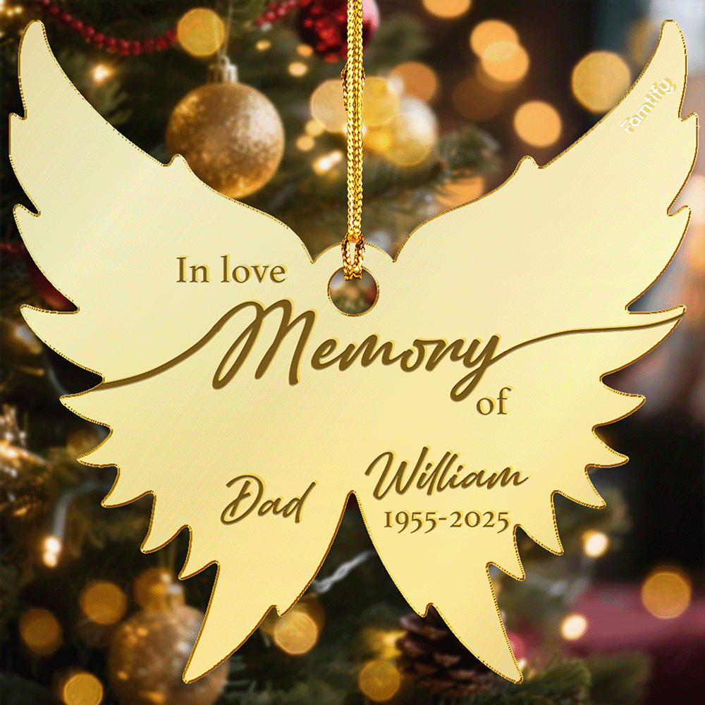Memorial Mirrored Acrylic Christmas Ornament - Angel's Wings