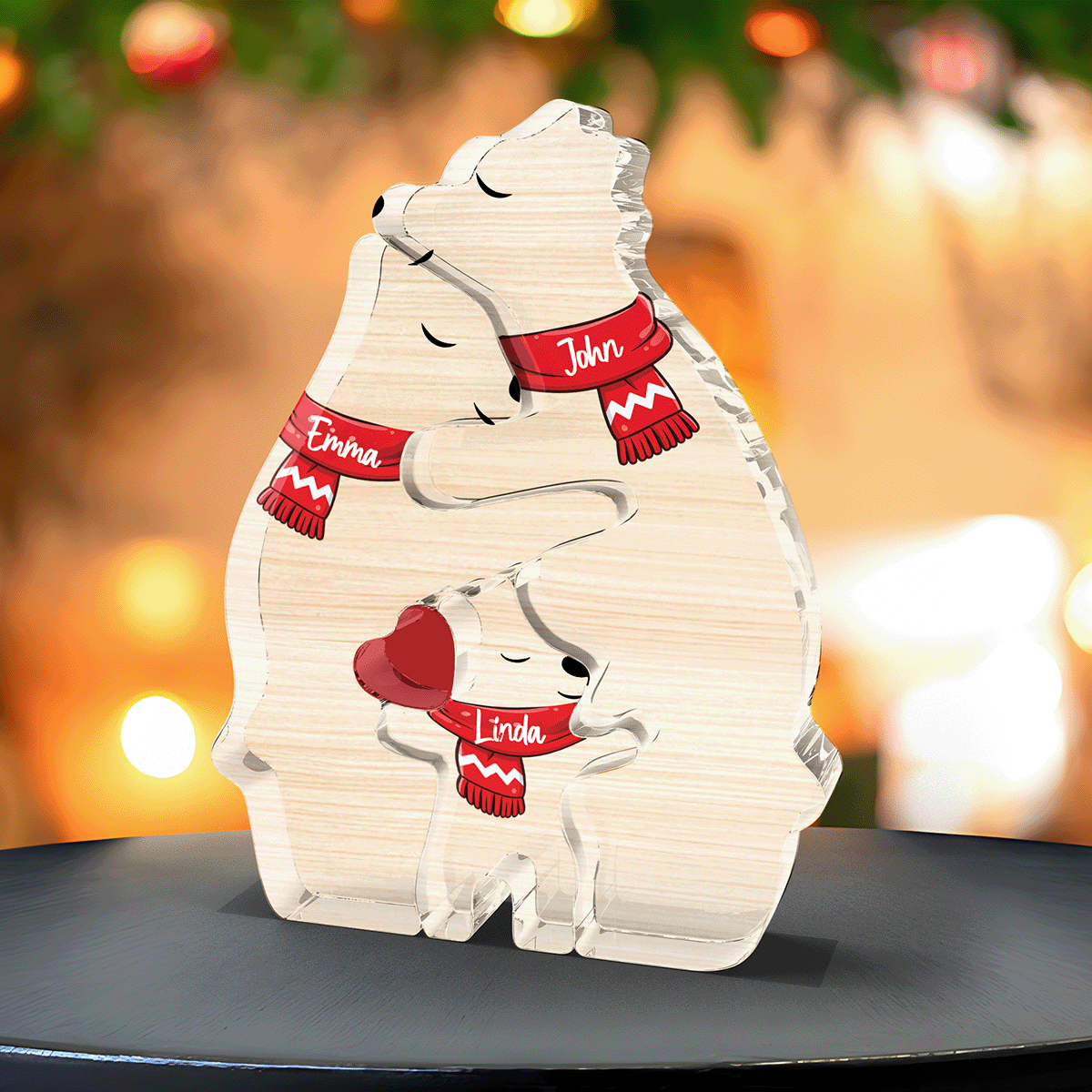 Personalized Acrylic Hugging Bear Family Puzzle