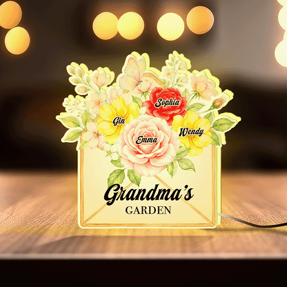 Personalized Grandma’s Garden Photo Night Light Box