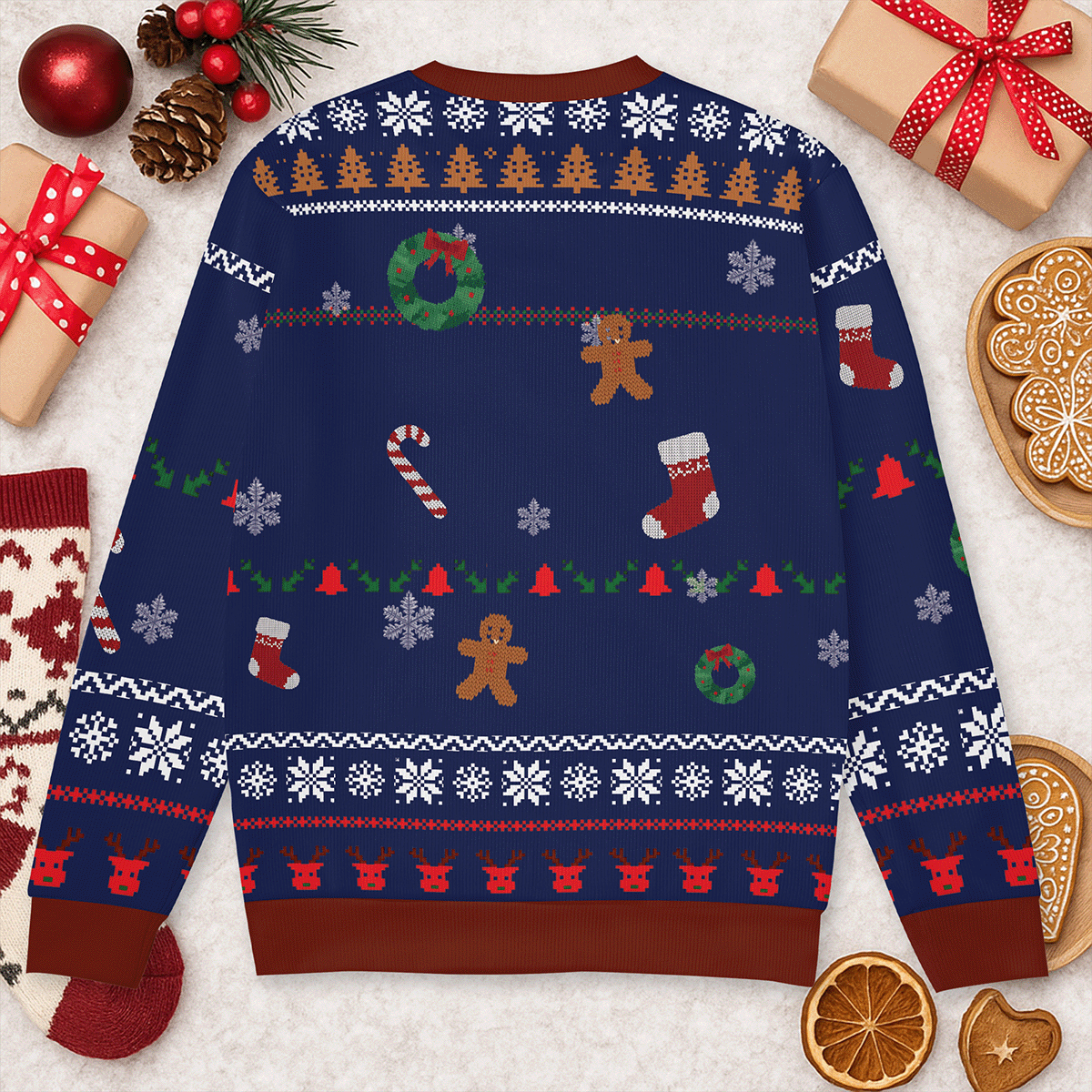 Oh Snap Gingerbread Custom Face Sweater – Personalized Photo Ugly Christmas Sweater