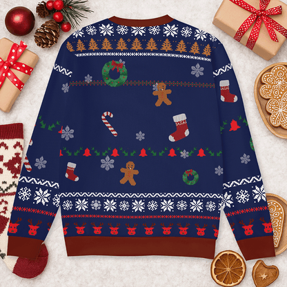 Oh Snap Gingerbread Custom Face Sweater – Personalized Photo Ugly Christmas Sweater
