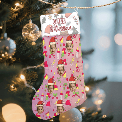 Personalized Baby Face First Christmas Stocking
