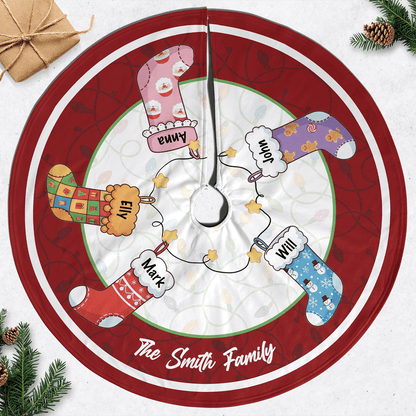 Personalized Family's Stockings Christmas Tree Skirt