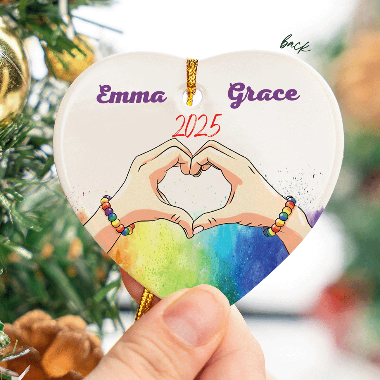 Personalized LGBT Couple Ceramic Acrylic Ornament