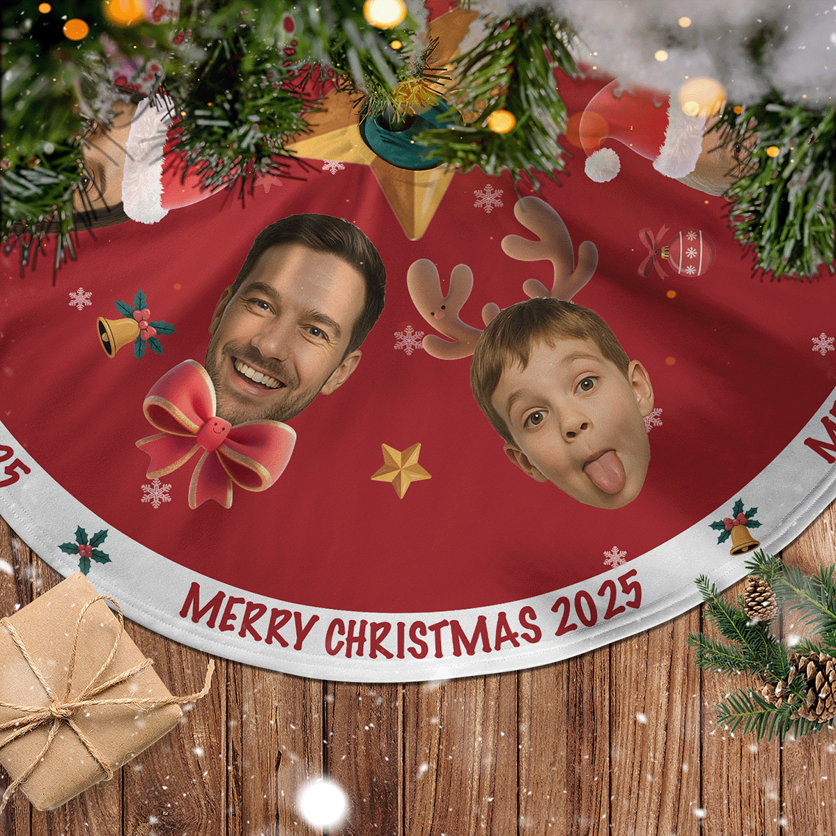 Personalized Your Family Face Christmas Tree Skirt