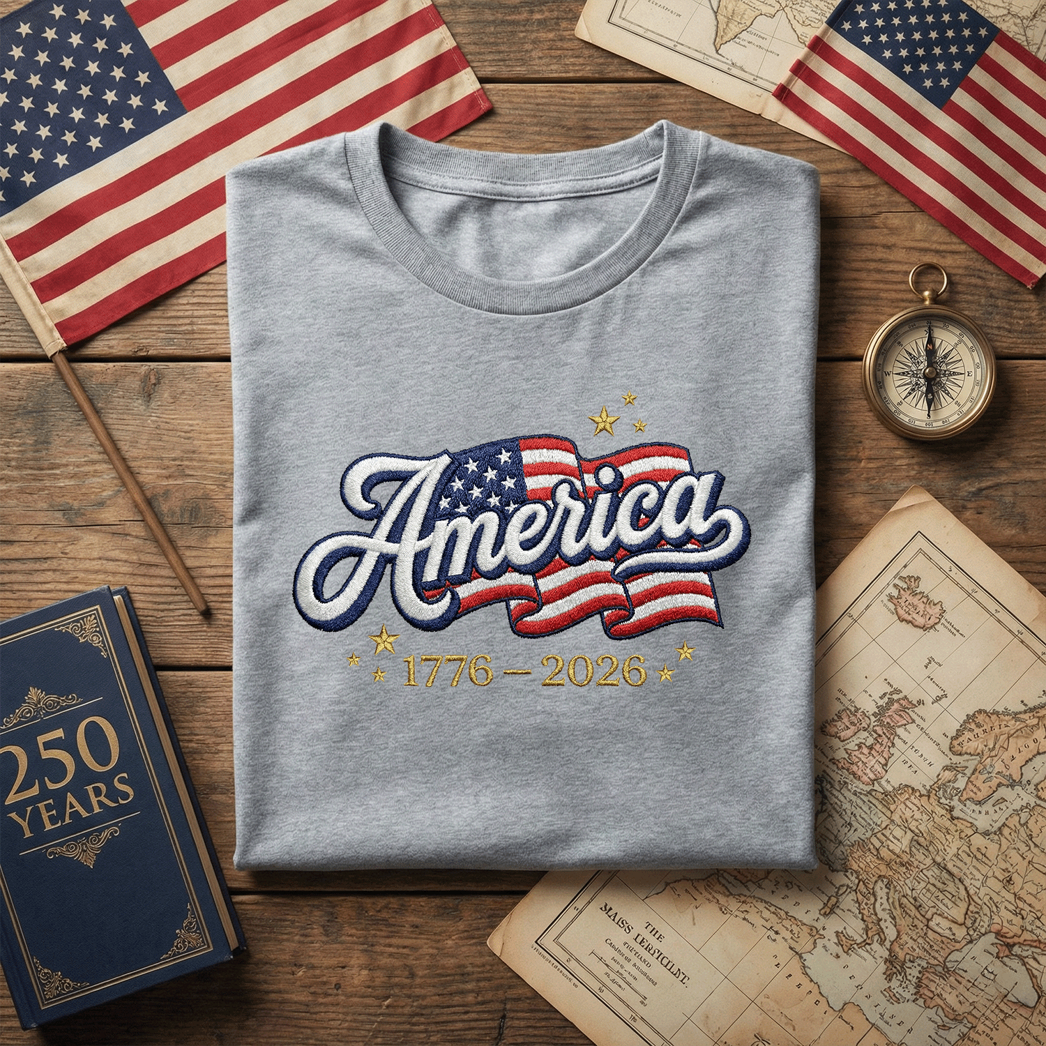 United States 250th Independence 1776–2026 Embroidered T-Shirt