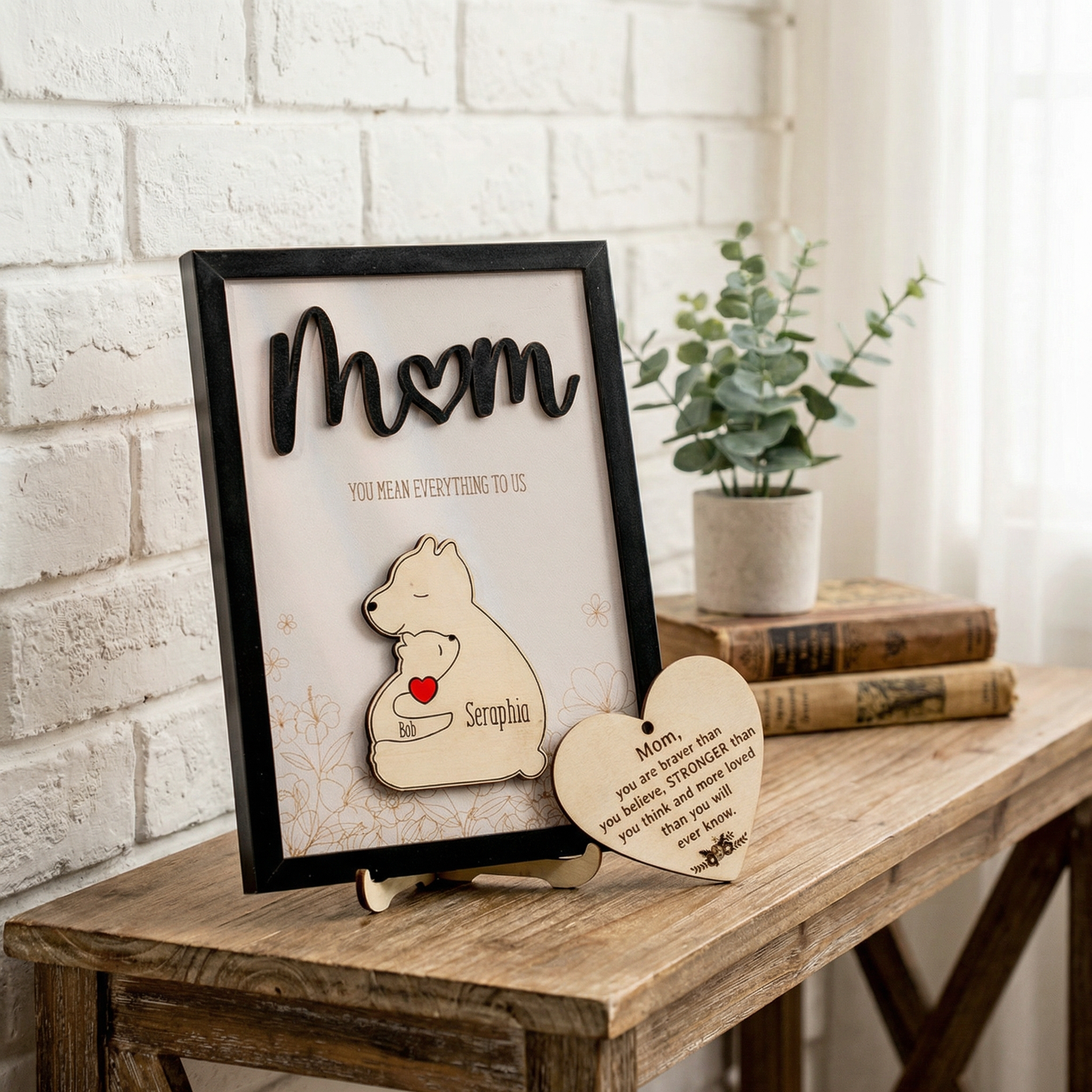 Personalized Mom Bear Sign with Names | Family Keepsake Mother’s Day Gift
