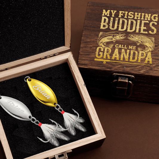 Personalized Fishing Lure & Gift Box for Grandpa – “My Fishing Buddies Call Me Grandpa” Custom Gift