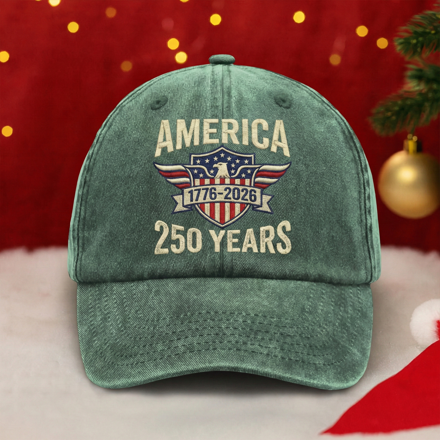 America 250 Years Strong – Patriotic Gift for America’s 250th Anniversary for Americans – Personalized Washed Denim Baseball Cap