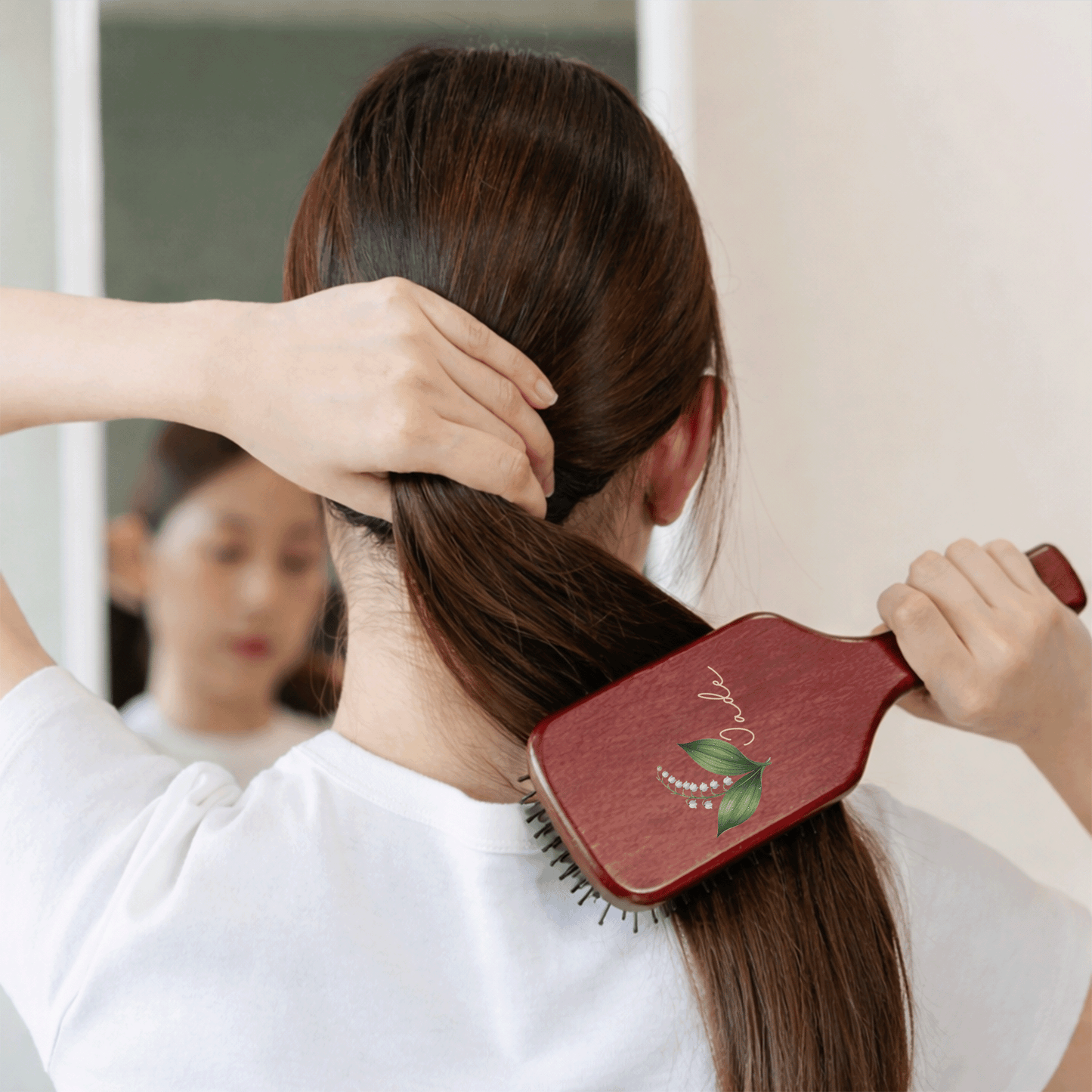 Personalized Wooden Hair Brush with Birth Flower and Name – “Bloom Where You're Planted” Gift for Her