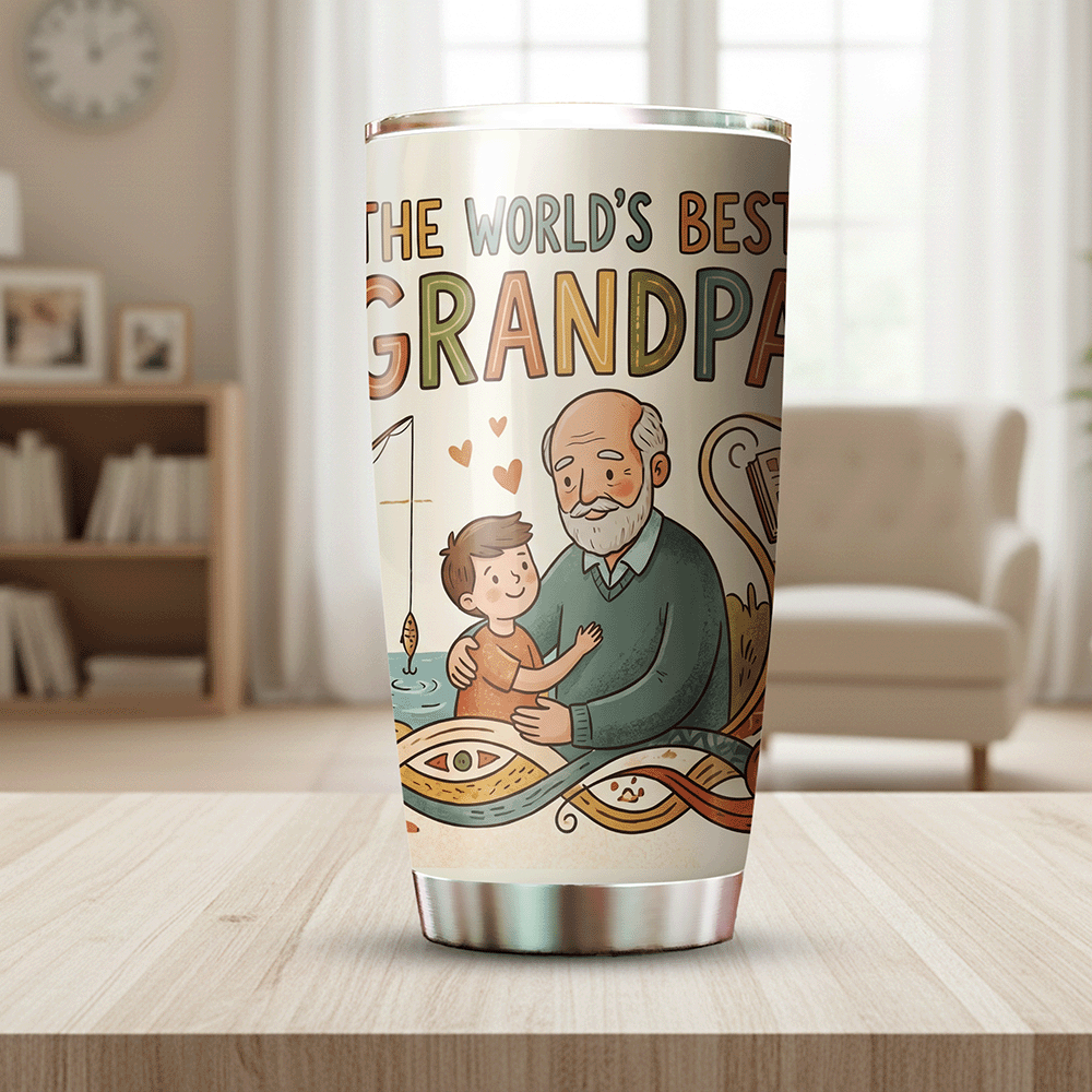 The World’s Best Grandpa 20oz Tumbler – Stainless Steel Travel Mug Gift for Grandpa