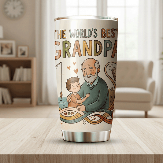 The World’s Best Grandpa 20oz Tumbler – Stainless Steel Travel Mug Gift for Grandpa
