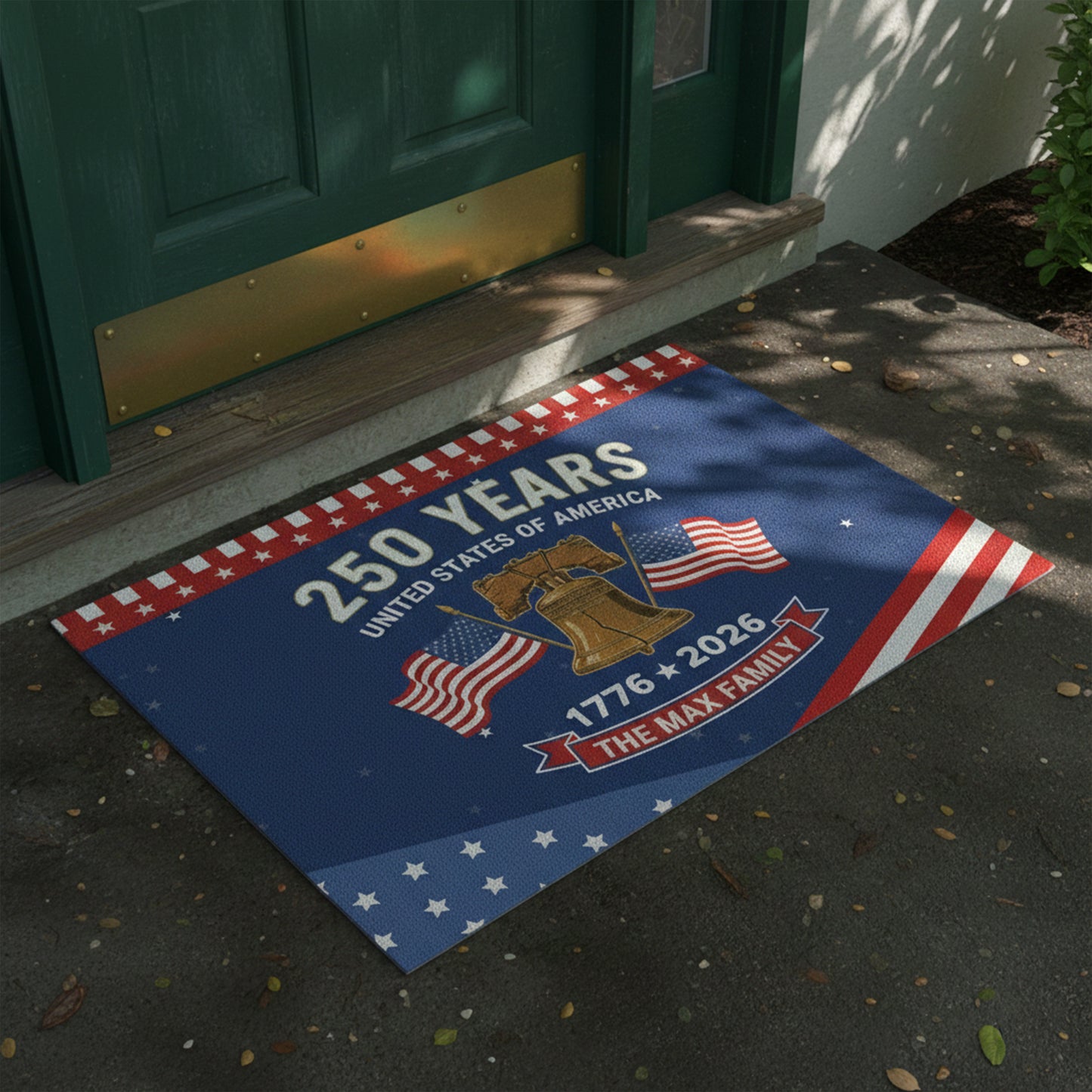 USA Semiquincentennial 250 Years Personalized Doormat - Patriotic Home Welcome Mat