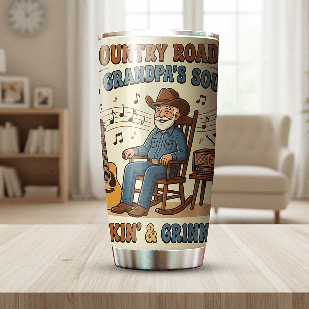 Country Roads Grandpa's Soul 20oz Tumbler – Stainless Steel Travel Mug Gift for Grandpa