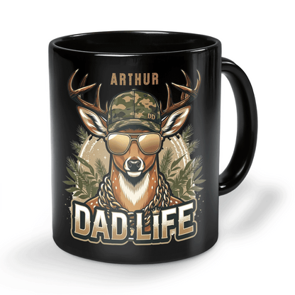 Personalized Dad Life Mug – Custom Name Deer Coffee Mug for Father