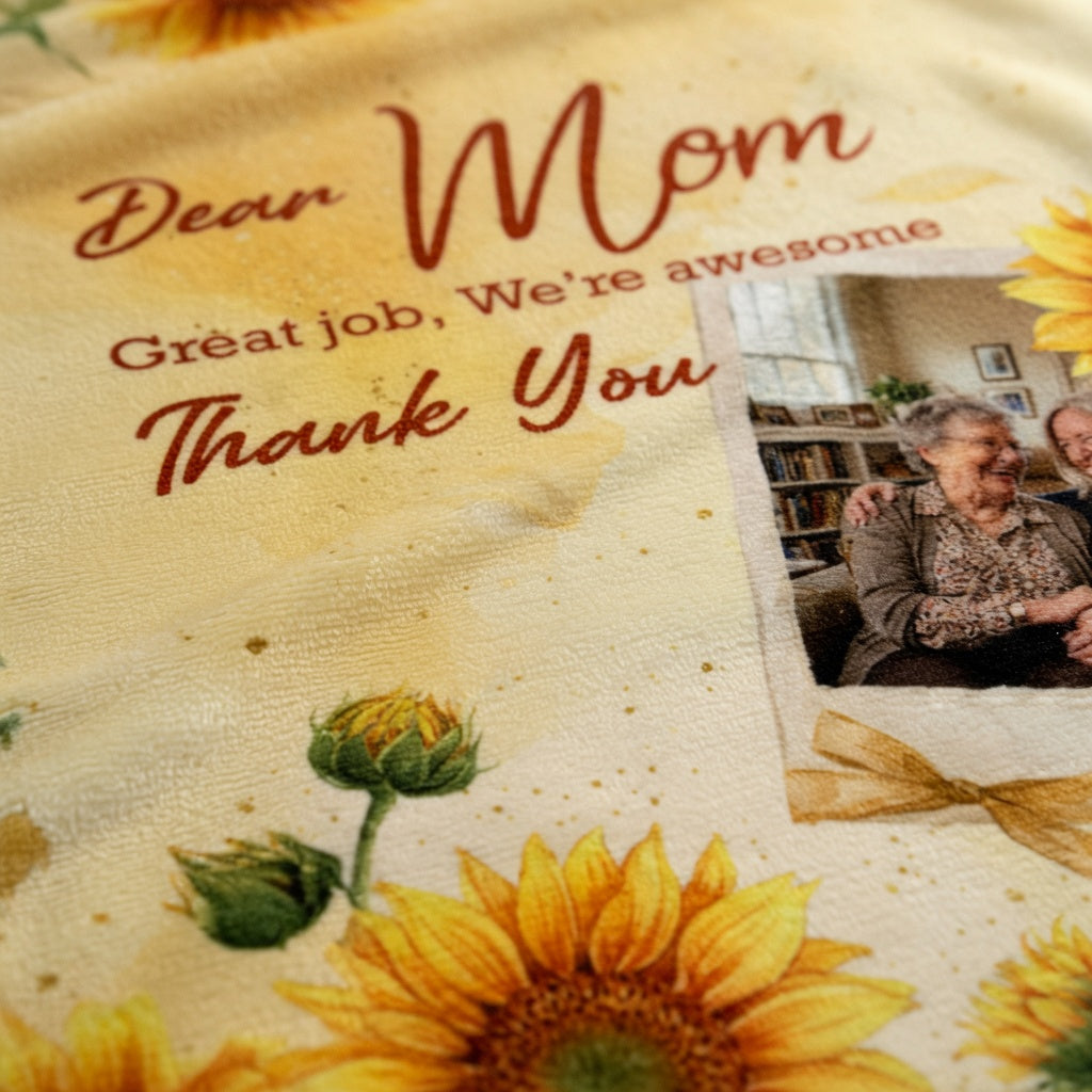 Personalized Mom Blanket – “Great Job Mom, We’re Awesome Thank You” Custom Gift